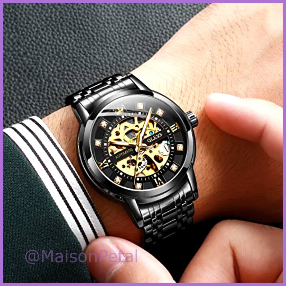 Gold Skeleton Watch Automatic Mechanical Self Win… - image 3